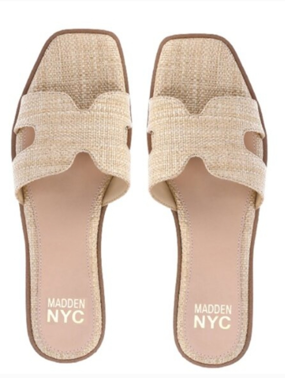 Madden NYC H-Band Style Sandal Slides In 'Raffia', Sz 10, NWOT - Picture 13 of 13
